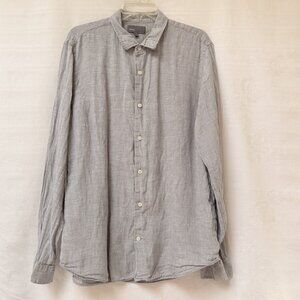 Vince Classic Button Front Linen Dress Shirt Long Sleeve Men's XL Grey Coastal